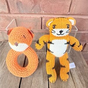Zubels Plush Tiger Kai Knit Stuffed Animal Baby Toy Rattle Lovey & Cheengoo Fox